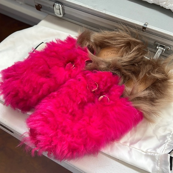 GUCCI Merino Wool Womens Princetown Slippers Raspberry Lipstick - Picture 2 of 4